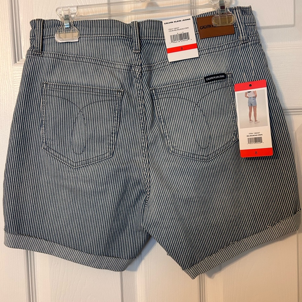 Calvin Klein Women's Black and White Striped Shorts